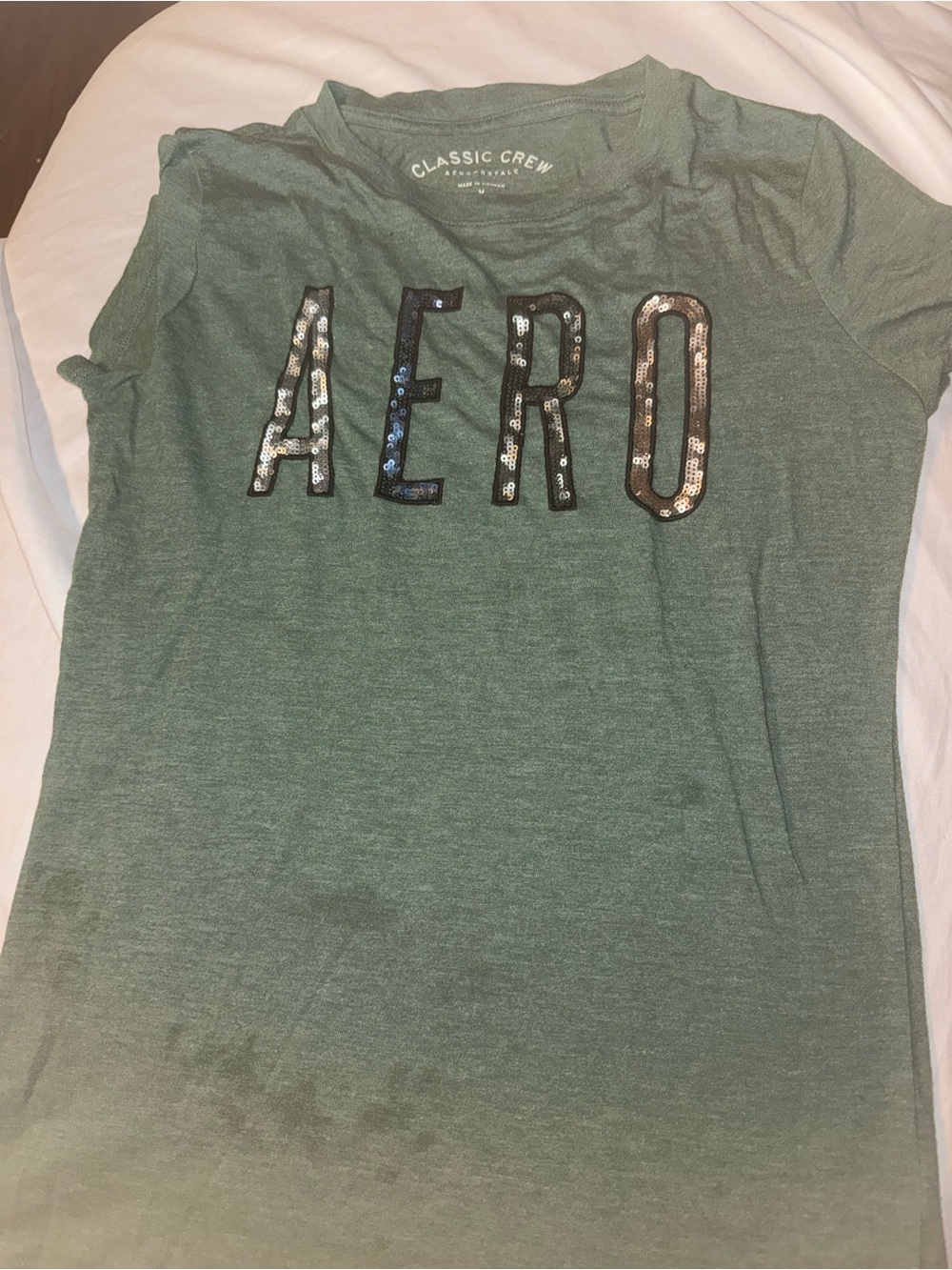 Aeropostale Green Sequin Logo Tee
